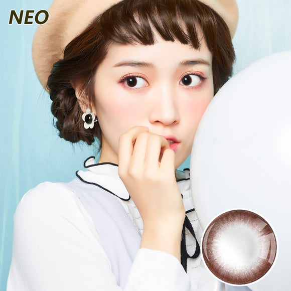 韩国进口NEO美瞳年抛混血大小直径隐形近视眼镜 巧克色力三代